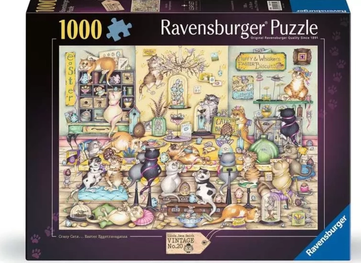 Ravensburger Puzzle Vintage Crazy Cats č. 20: Veľkonočná show 1000 dielikov