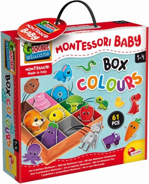 MONTESSORI farebná vkladacia krabička pre batoľatá – 61 ks