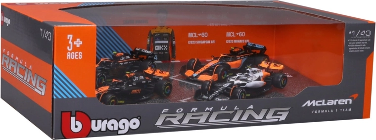 Bburago 1:43 race formula f1 4-pack – mclaren f1 team mcl38 (2024) lando norris a oscar piastri