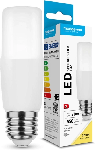 LED žiarovka Modee Lighting Stick T37 7,9 W E27, teplá biela, 650 lm