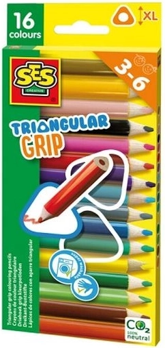 SES trojuholníkové hrubé pastelky s ergonomickým úchopom 16 ks