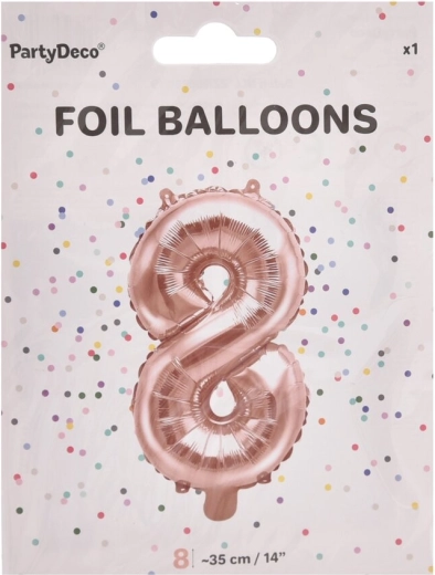 Fóliový balónik číslo 8 perleťovo ružový 35 cm