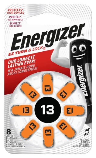 Energizer gombíkové batérie do načúvadiel 13, 1,4 V, balenie 8 ks