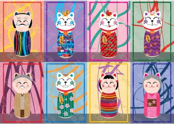 Puzzle maneki kokeshi 1000 dielikov