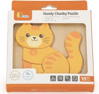 Drevené puzzle Viga s ryšavým mačiatkom