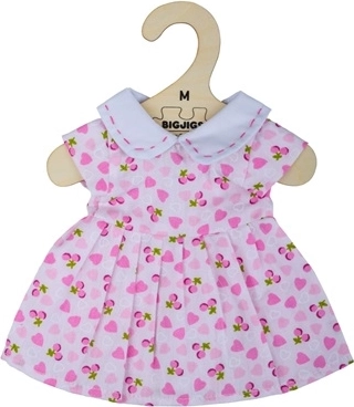 Bigjigs hračky ružové šaty so srdiečkami pre bábiku 34 cm