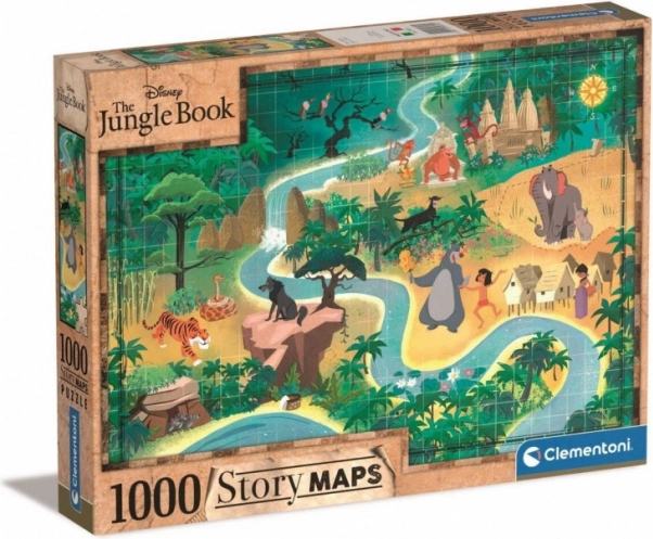 Puzzle Story Maps: Kniha džunglí - 1000 dielikov