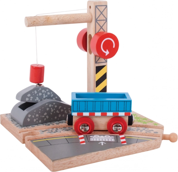 Drevená hračka žeriav s vagónikom Bigjigs Rail pre deti