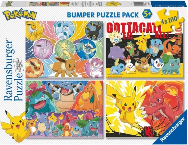 Pokémon skladačka 4x100 dielov