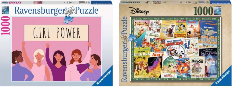 Ravensburger sada 2× puzzle 1000 dielikov – Disney Vintage Movie Posters a Girl Power