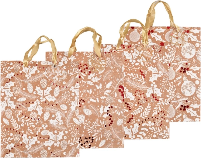 Vianočná papierová darčeková taška s razbou 26 × 10 × 32 cm (4 varianty)