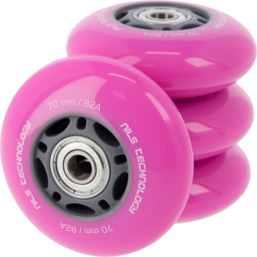 PU kolieska s ložiskami pre inline korčule NILS EXTREME 70 mm 82A ružová