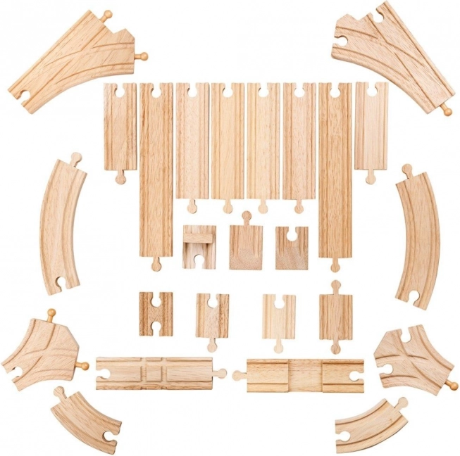 BIGJIGS RAIL drevené koľajnice, súprava 25 dielov