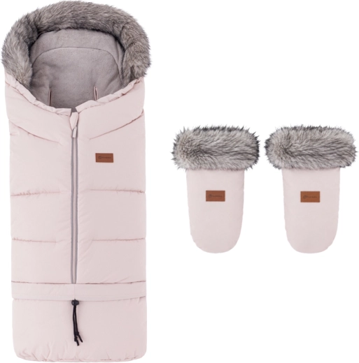 PETITE&MARS zimný fusak Arctic 4v1 s rukavicami na kočík Fjora Rose Petal - 2 ks