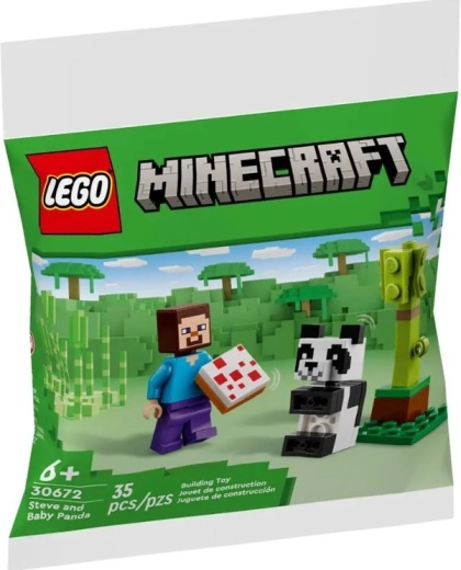 Stavebnica Minecraft Steve a malá panda