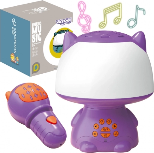 Woopie multifunkčná RGB lampička s Bluetooth reproduktorom a karaoke, fialová