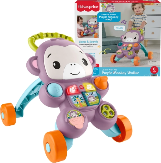 Fisher-Price interaktívne chodítko s fialovou opičkou