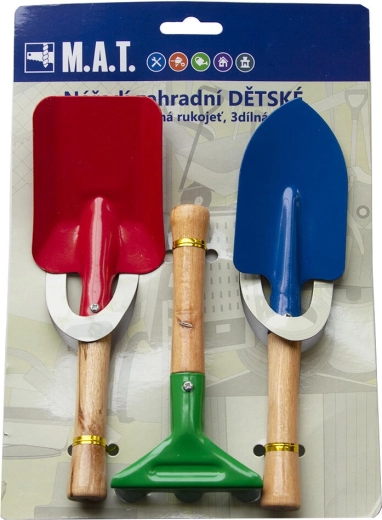 Detská sada záhradného náradia s drevenou rukoväťou, 3 diely