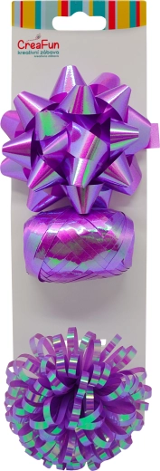 Darčeková sada fialová dúhovo lesklá – stuha 10 m a 2 mašle