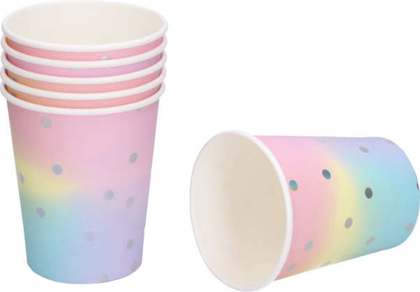 Papierové párty poháre Pastel 250 ml, 6 ks