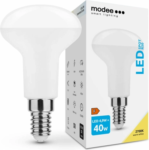 Modee Smart Lighting LED žiarovka E14 4,9 W teplá biela R50