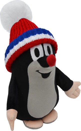 Krtko 25 cm čiapka červená-trikolóra