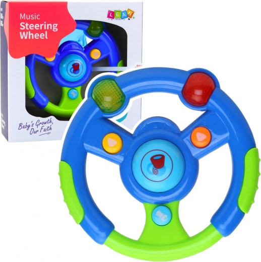 Interaktívny detský volant so svetlami a zvukmi zeleno-modrý