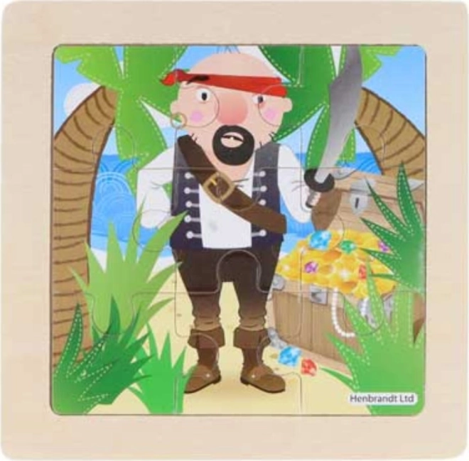 Drevené puzzle pirát 9 dielikov
