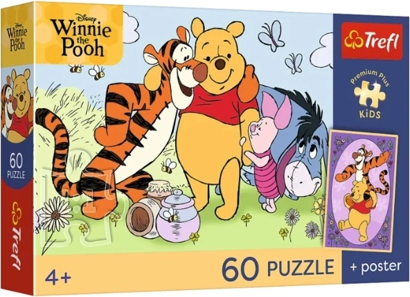 Detské puzzle PremPlus Kids Kubuś Uśmiech i miód 60 dielikov