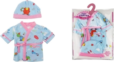 Modrý župan s čiapkou pre bábiky 40-45 cm