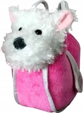 Plyšový psík West Highland White Terrier v ružovej kabelke