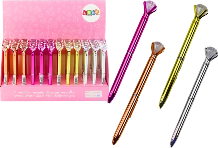 Guľôčkové pero s diamantom, modrý atrament 0,7 mm