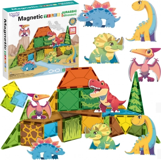 Magnetické stavebnice 7,5 cm dinosaury 30 ks WOOPIE