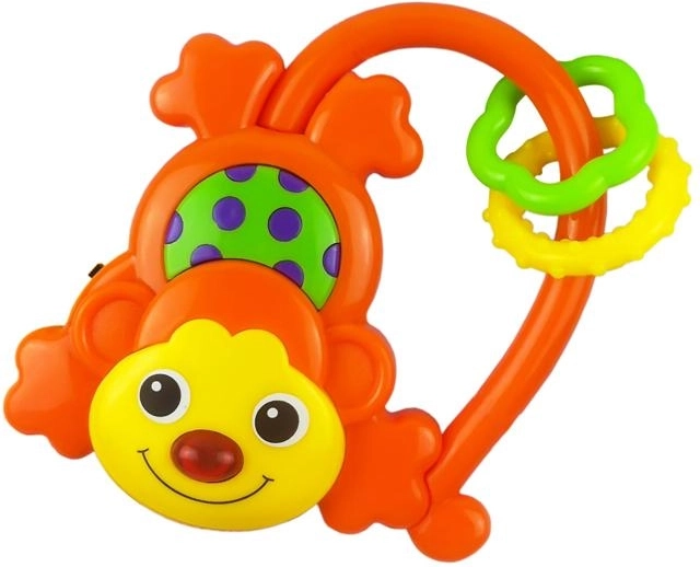 Detské hrkálka so zvukom Baby Mix opička – Oranžová
