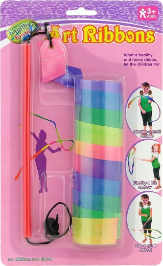 Detská gymnastická dúhová stuha s paličkou 121 cm