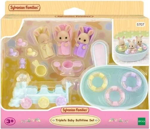 Sylvanian Families kúpeľ pre trojčatá – sada s králičkami a doplnkami