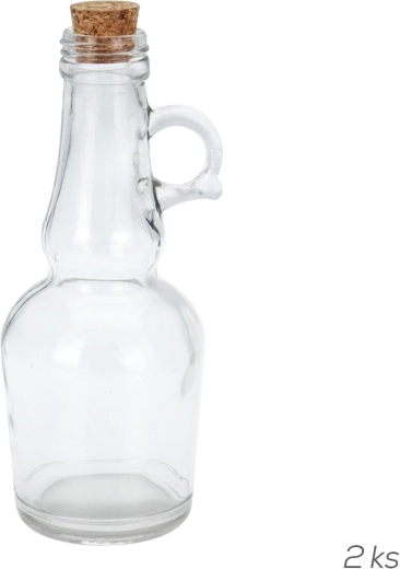 Súprava sklenených fliaš s korkovou zátkou 250 ml, 2 ks