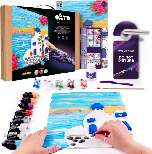 Okto výtvarný set na maľovanie hmotou Santorini 30 × 40 cm