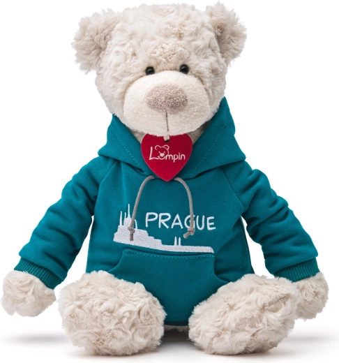 Medveď Spencer v modrej mikine Praha 35 cm