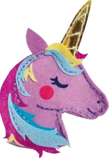 Kreatívna sada – fialová filcová peňaženka s jednorožcom