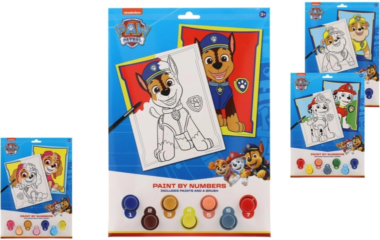 Maľovanie podľa čísel A4 Tlapková patrola s farbami - 1 kus