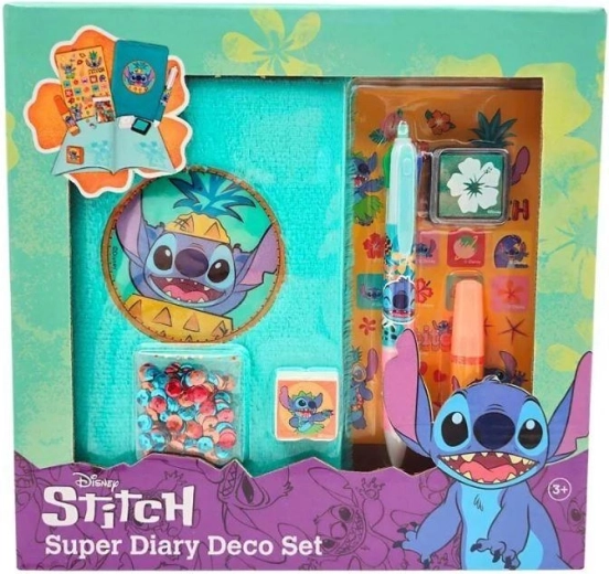 Dekoratívna súprava so zápisníkom a perom Disney Stitch super diary deco set
