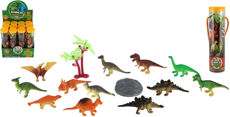 Plastoví dinosauri v tube 12 ks, 5–8 cm