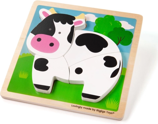 Drevené vkladačkové puzzle kravička