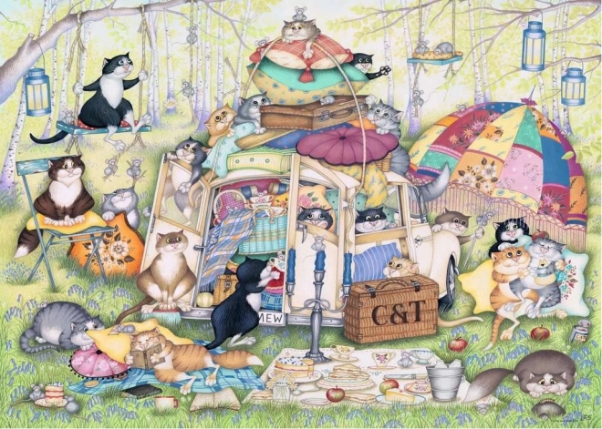 Ravensburger puzzle CRAZY CATS – lenivé letné popoludnie (1000 dielikov)