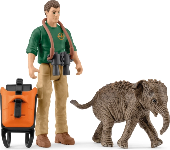 Schleich Pocket Set – bádateľ na výprave s mláďaťom indického slona