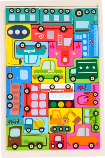 Drevená sada puzzle – vozidlá