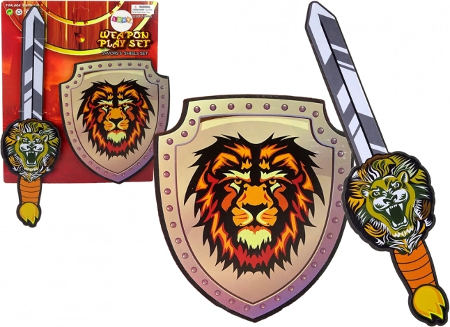 Rytier sky set z EVA peny – meč a štít s motívom leva