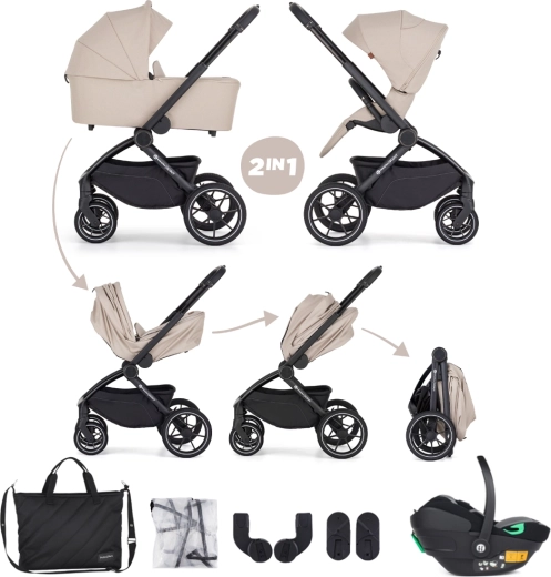 Petite&Mars kombinovaný kočík Scout 3v1 Soft Mousse s autosedačkou Core Pro i-Size