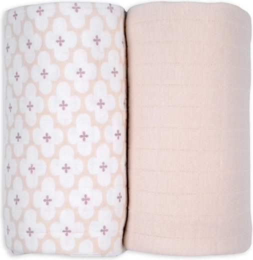 Lodger swaddler z organickej bavlny 110 × 110 cm (2 ks) – matcha/powder